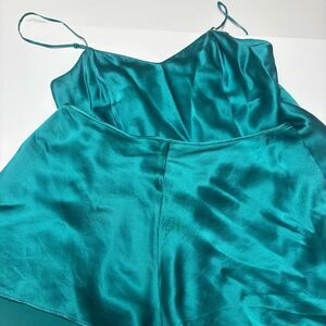 Victoria’s Secret Vintage Heart Label Green 100% Silk Camisole Short Set Medium